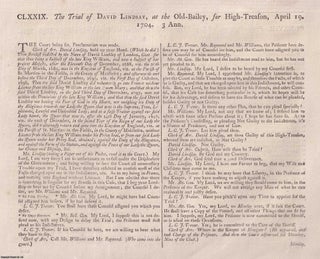 Item #359195 SCOTS TREASON. The Trial of David Lindsay, at The Old-Bailey, For High-Treason. A.D....