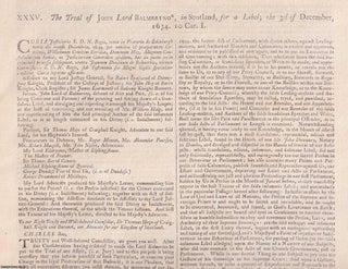 Item #359203 COVENANTER. The Trial of John Lord Balmerino, in Scotland, for a Libel, the 3rd of...