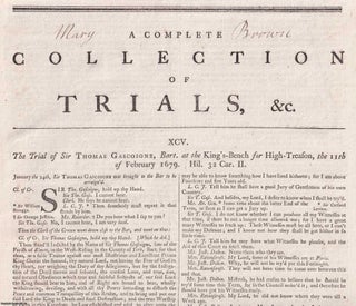 Item #359208 POPISH PLOT. The Trial of Sir Thomas Gasgoigne, at The King's Bench For High...