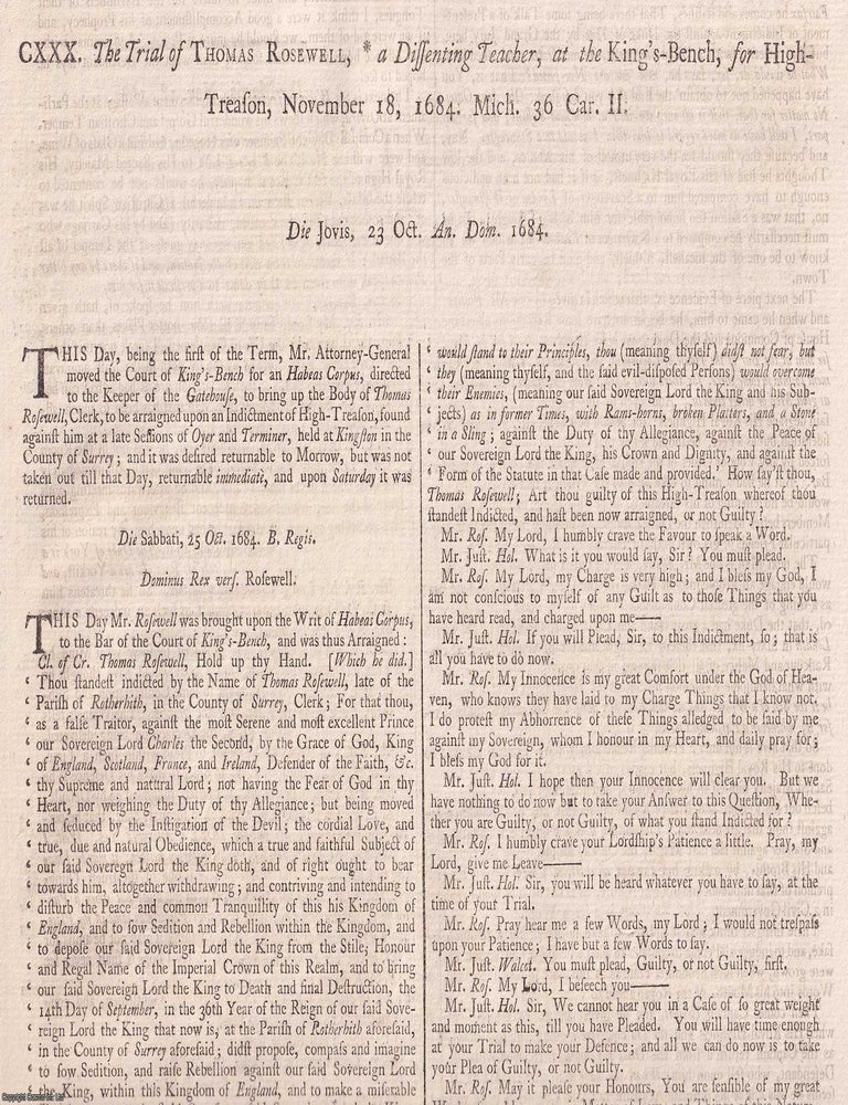 Nonconformist Minister of Rotherhithe : The Trial of Thomas Rosewell ...