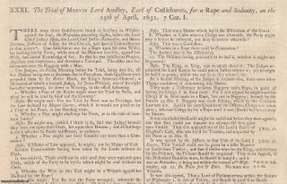 Item #359221 HOMOSEXUALITY. The Trial of Mervin Lord Audley, Earl of Castlehaven, for a Rape and...
