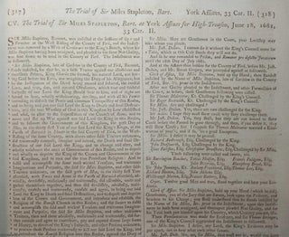 Item #359232 The Trial of Sir Miles Stapleton, at York Assizes, for High Treason, 1681. An...