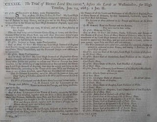 Item #359235 1777 Printing : The Trial of Henry, Lord Delamere, for High Treason, in being...