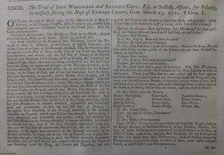Item #359240 COVENTRY ACT CONVICTION.The Trial of John Woodburne and Arundel Coke, Esq: at...