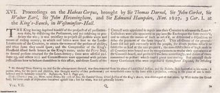 CHARLES THE FIRST, PARLIAMENTARY CRISIS.Proceedings on the Habeas Corpus, brought. TRIAL.