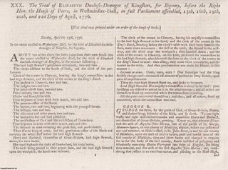 Item #359261 BIGAMY. The Trial of Elizabeth Duchess Dowager of Kingston, for Bigamy, before the...