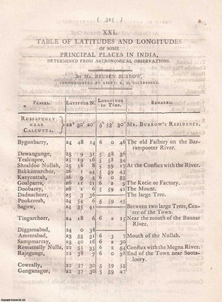 Item #359282 Tables of Latitudes and Longitudes of Some Principal Places in India, determined...