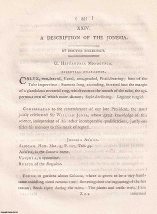Item #359285 A Description of the Jonesia. An original article extracted from Asiatick...