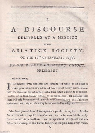 Item #359320 A Discourse Delivered at a Meeting of the Asiatick Society on the 18th of January,...