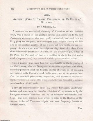 Item #359345 Account of the St. Thome Christians on the Coast of Malabar. An original article...