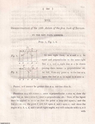 Item #359348 Demonstration of the 12th Axiom of the first book of Euclid. An original article...