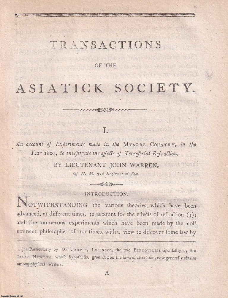Item #359362 An Account of Experiments made in the Mysore Country, in the Year 1804, to...