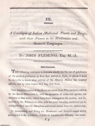 A Catalogue of Indian Medicinal Plants and Drugs, with their. Esq. M. D. John Fleming.