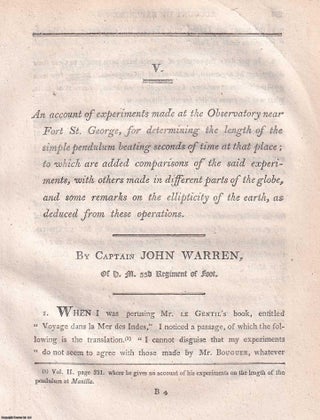 An account of experiments made at the Observatory near Fort. of H. M. Captain John Warren.