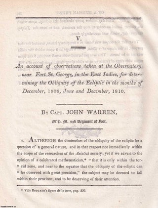 An account of observations taken at the Observatory near Fort. of H. M. Capt. John Warren.