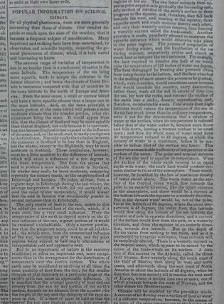 Item #359453 Popular Information on Science; Climate. Published by W. & R. Chambers, July 2,1836,...