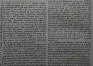 Item #359490 Voyage of an Elephant from India. Published by W. & R. Chambers, March 18, 1837, No....