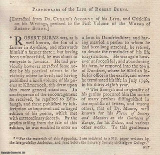Item #359731 Particulars of the Life of Robert Burns. An original article from The New Annual...