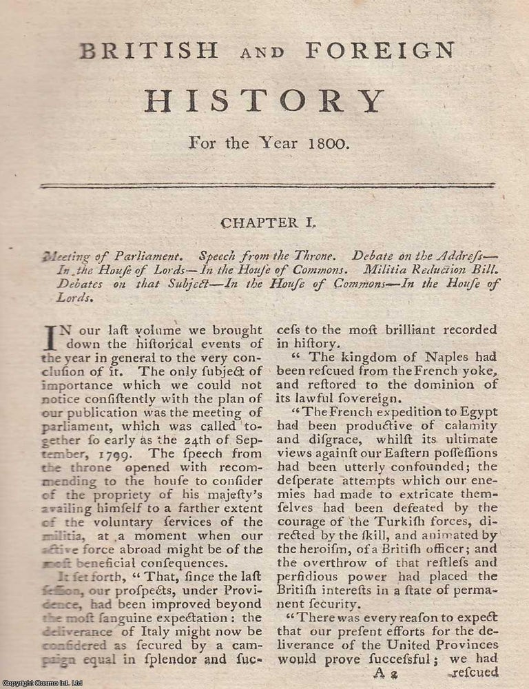 Item #359739 British and Foreign History for the Year 1800. An original article from The New...