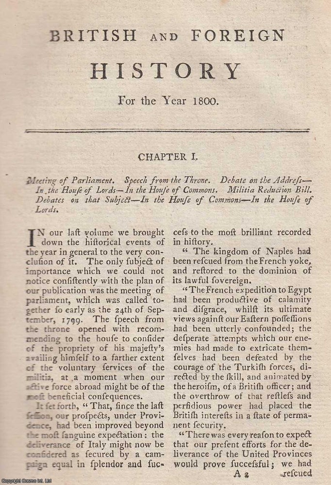 Item #359739 British and Foreign History for the Year 1800. An original article from The New...