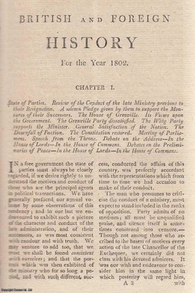 Item #359742 British and Foreign History for the Year 1802. An original article from The New...