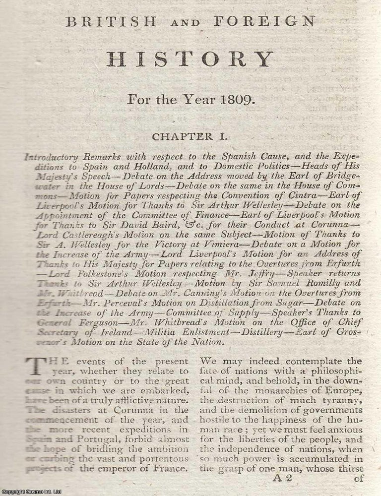 Item #359743 British and Foreign History for the Year 1809. An original article from The New...