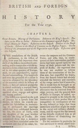 Item #359746 British and Foreign History for the Year 1792. An original article from The New...