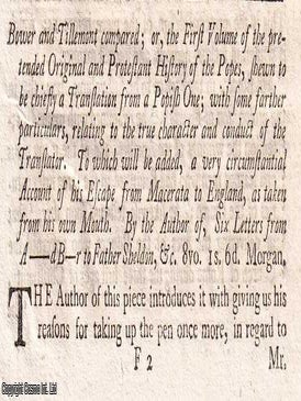 Mr Bower's Answer to a scurrilous Pamphlet, intitled Six Letters from A--d B--r, etc. 1757.