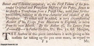 Mr Bower's Answer to a scurrilous Pamphlet, intitled Six Letters from A--d B--r, etc. 1757.