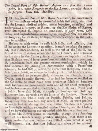 Mr Bower's Answer to a scurrilous Pamphlet, intitled Six Letters from A--d B--r, etc. 1757.