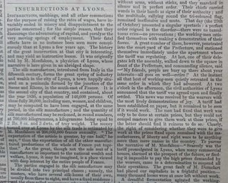 Item #359961 Insurrection at Lyons, 1831. The silk workers Canut revolt of 1831. Published by W....