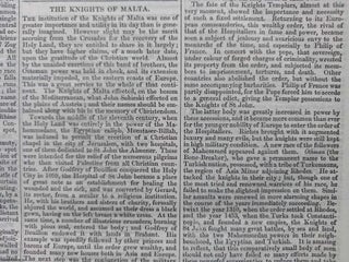 Item #359975 The Knights of Malta. Published by W. & R. Chambers, 5 February, 1842, No. 523....