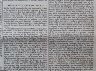 Item #360001 Overland Routes to India. A quicker method of travel from England; a journey of 40...