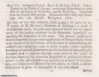 Item #360113 Geological Travels, by J.A. Deluc, F.R.S. An original essay from the Monthly Review,...