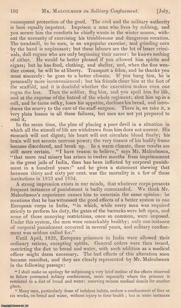 Item #360151 A Letter to the Right Hon. Sir Henry Hardinge, on the Effects of Solitary...