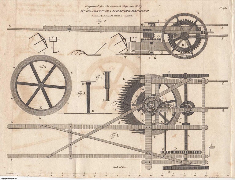 Item #360168 Description of a Reaping Machine, to be wrought by one Horse, invented by Mr Gladstones, Millwright in Castle Douglas. An original essay from The Farmer's Magazine, 1806. No author is given for this article. Sir John Forbes, John Conolly.
