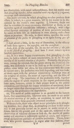 Item #360170 On Ploughing Matches. An original essay from The Farmer's Magazine, 1806. No author...