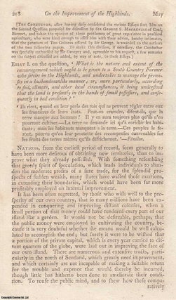 Item #360172 On the Improvement of the Highlands. An original essay from The Farmer's Magazine,...