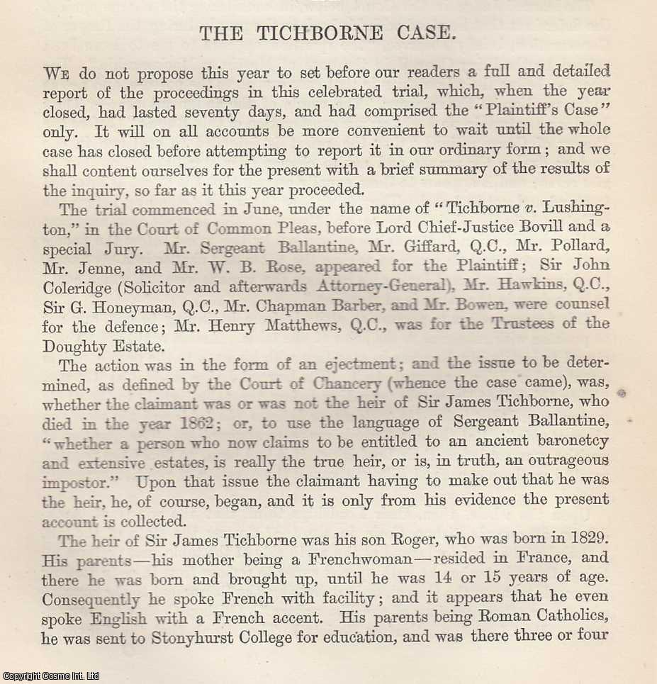 The Tichborne Case: The Tichborne Claimant. An original article from ...