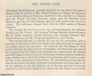 Item #360247 1877 The Penge Case: The Murder of Mrs Harriet Staunton. An original article from...