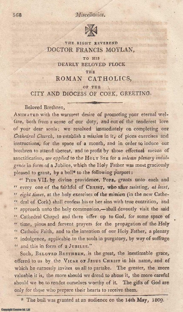 Item #360289 The Influence of The Pope Acknowledged in Ireland. An original essay from The Anti-Jacobin, 1814. No author is given for this article. Anti-Jacobin Review.