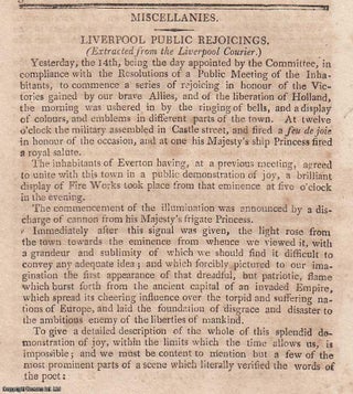 Item #360291 Napoleonic Wars, 1814. Liverpool Public Rejoicings in honour of the Victories of the...