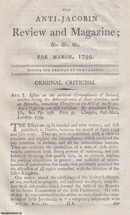 Item #360298 Essays on the political Circumstances of Ireland, written during the Administration...