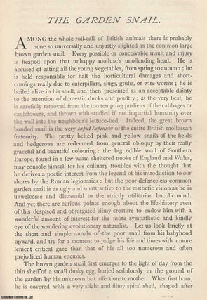 Item #360333 The Garden Snail, by Grant Allen. An original essay from The Gentleman's Magazine,...