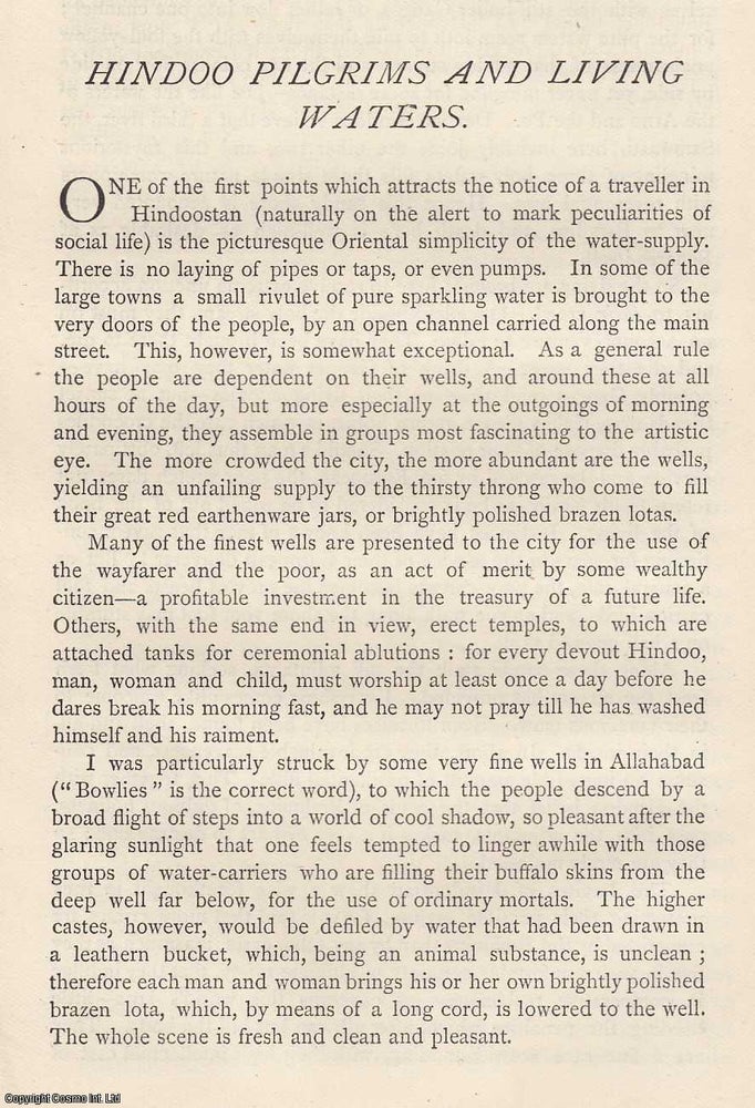 Item #360344 Hindoo Pilgrims and Living Waters, by C.F. Gordon Cumming. An original essay from The Gentleman's Magazine, 1884. Gentleman's Magazine.