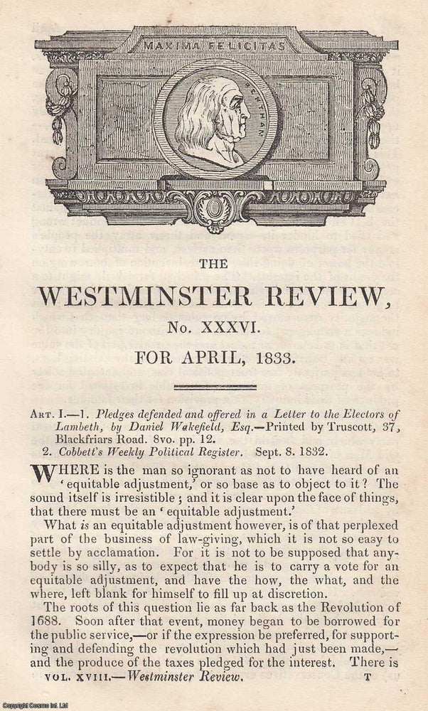 Item #360363 Equitable adjustment. An original essay from The Westminster Review, 1833. T P. Thompson, Charles Childs.