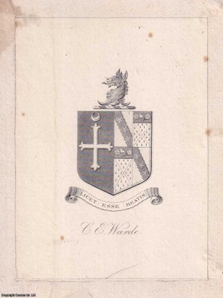 Heraldic Crest Bookplate. Squerryes House, Westerham, Kent. C.E. Warde. Licet Esse Beatis it is. WESTERHAM SQUERRYES HOUSE.