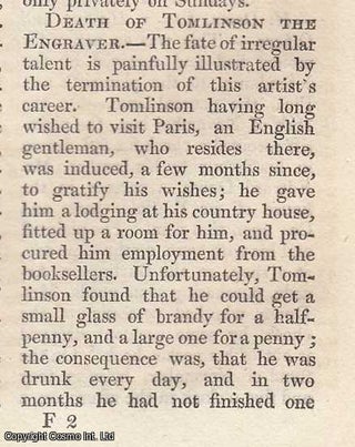 Item #360772 Death of Tomlinson, the Engraver, by drowning. An original article from The Annual...