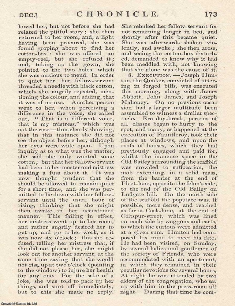 Item #360814 The Execution of Joseph Hunton, A Wealthy Quaker, who committed Forgeries in London....