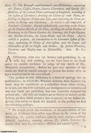 Item #360883 The Botanist's and Gardener's new Dctionary, by James Wheeler, Gardener and Nursery...